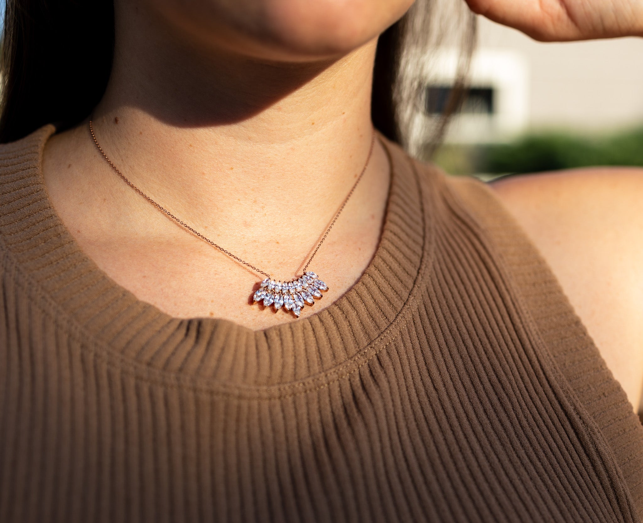 Rose Gold Marquise Drop Necklace
