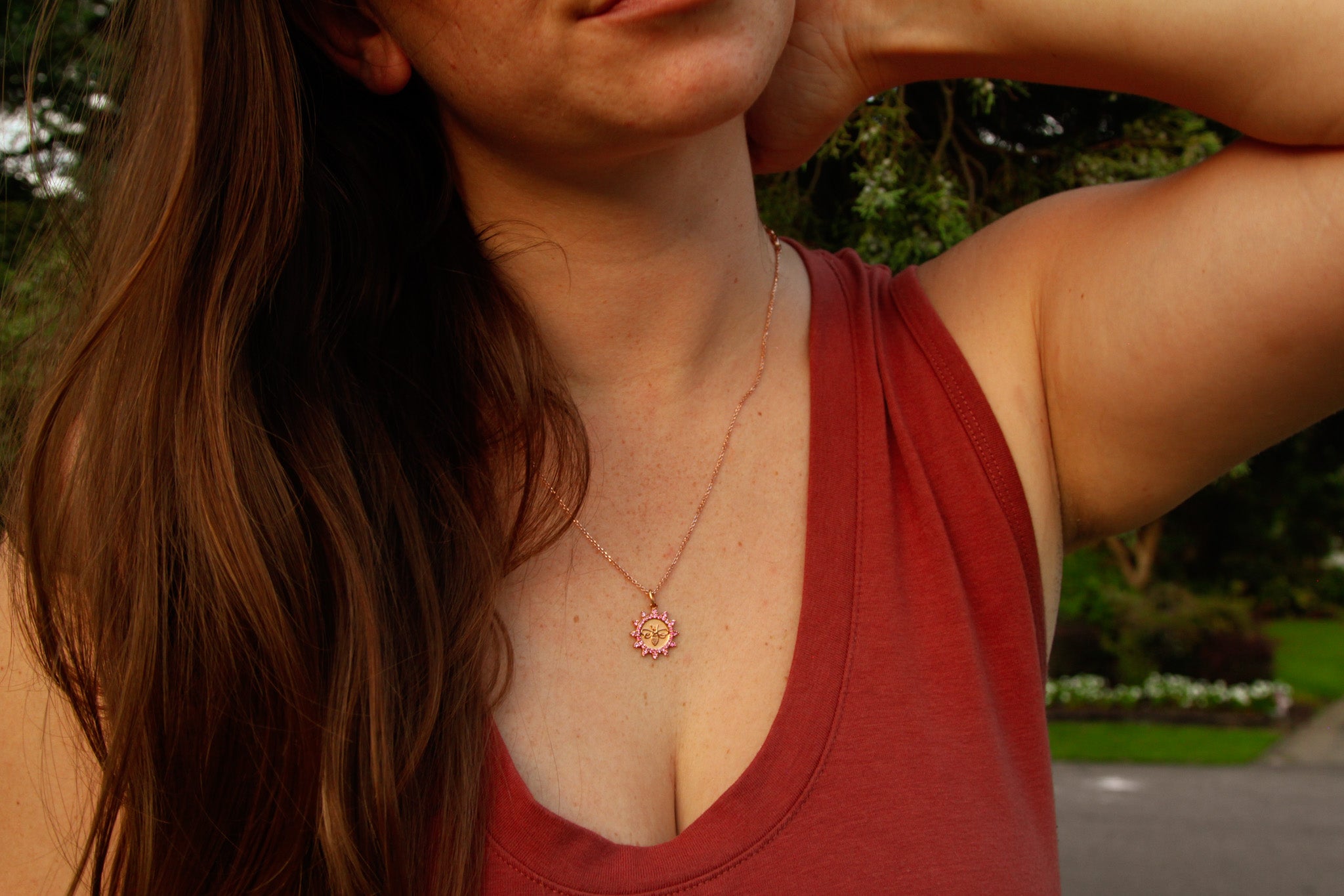 Be Passionate - Rose Gold & Pink Sapphires, Bee-Inspired Pendant & Necklace