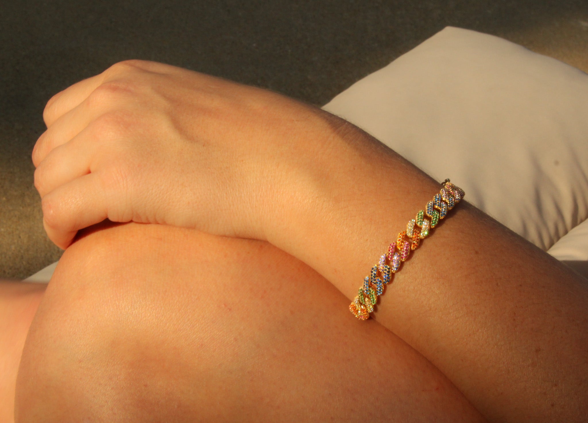 Rainbow Pave Cuban Bracelet