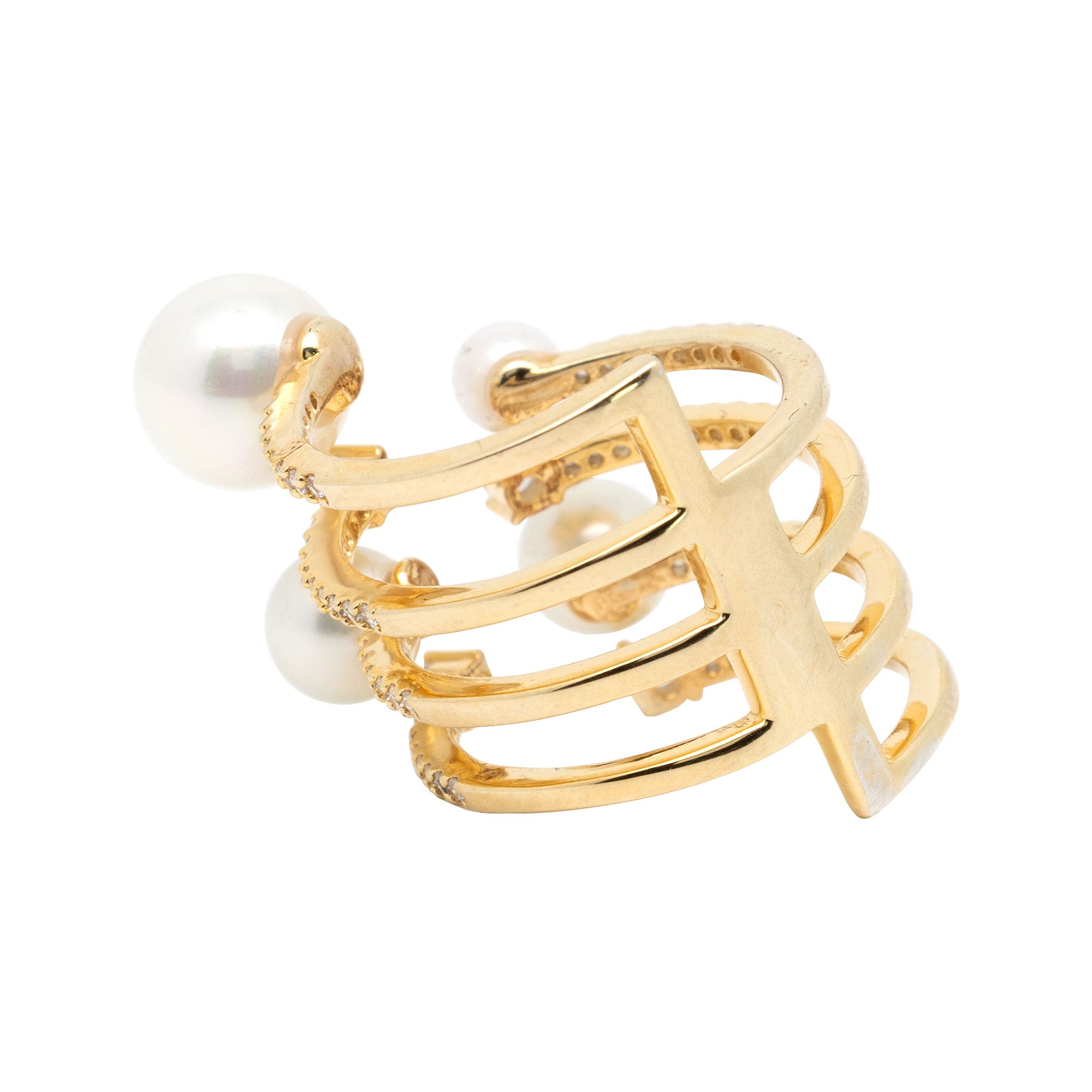 Pearl Four Row Open Cocktail Ring