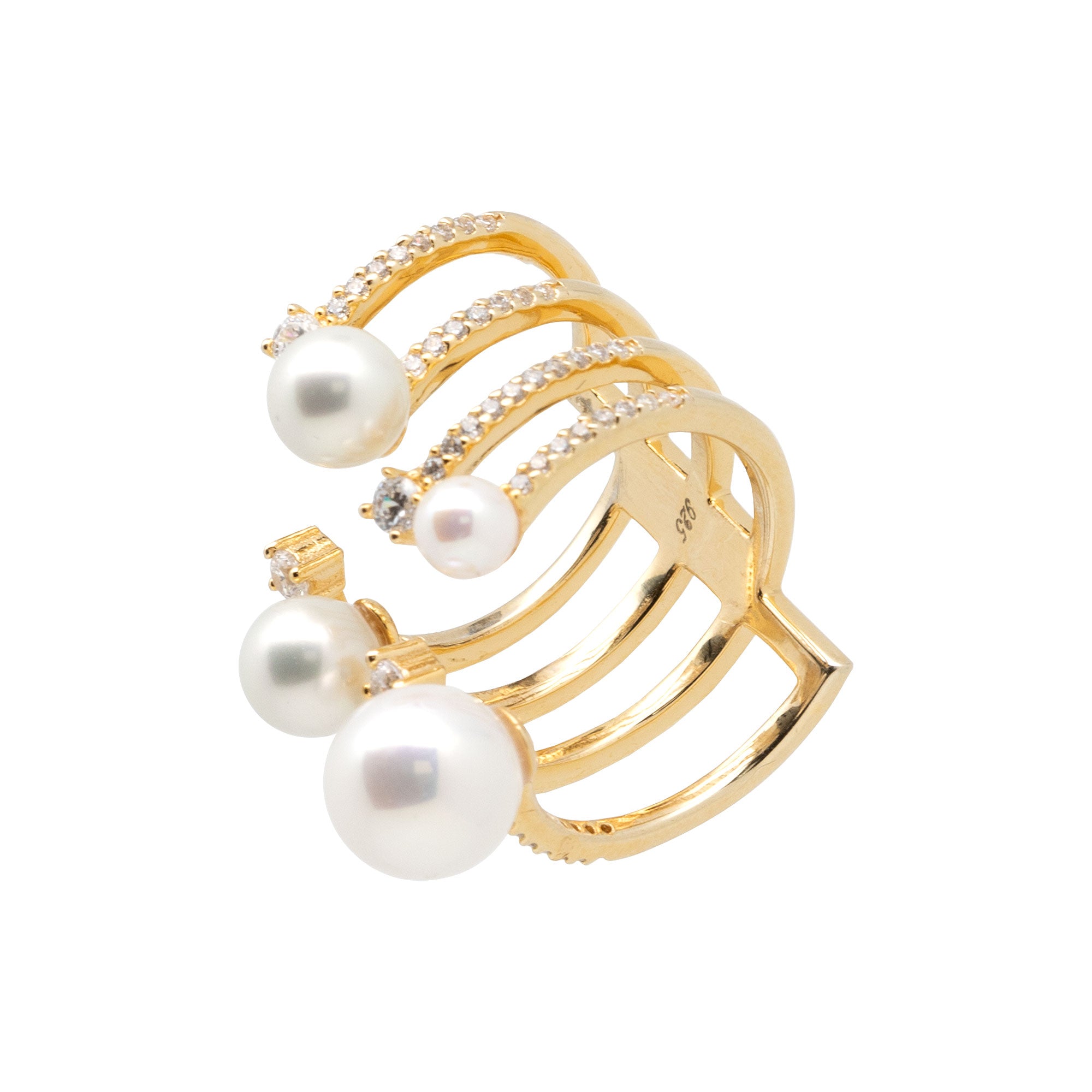 Pearl Four Row Open Cocktail Ring