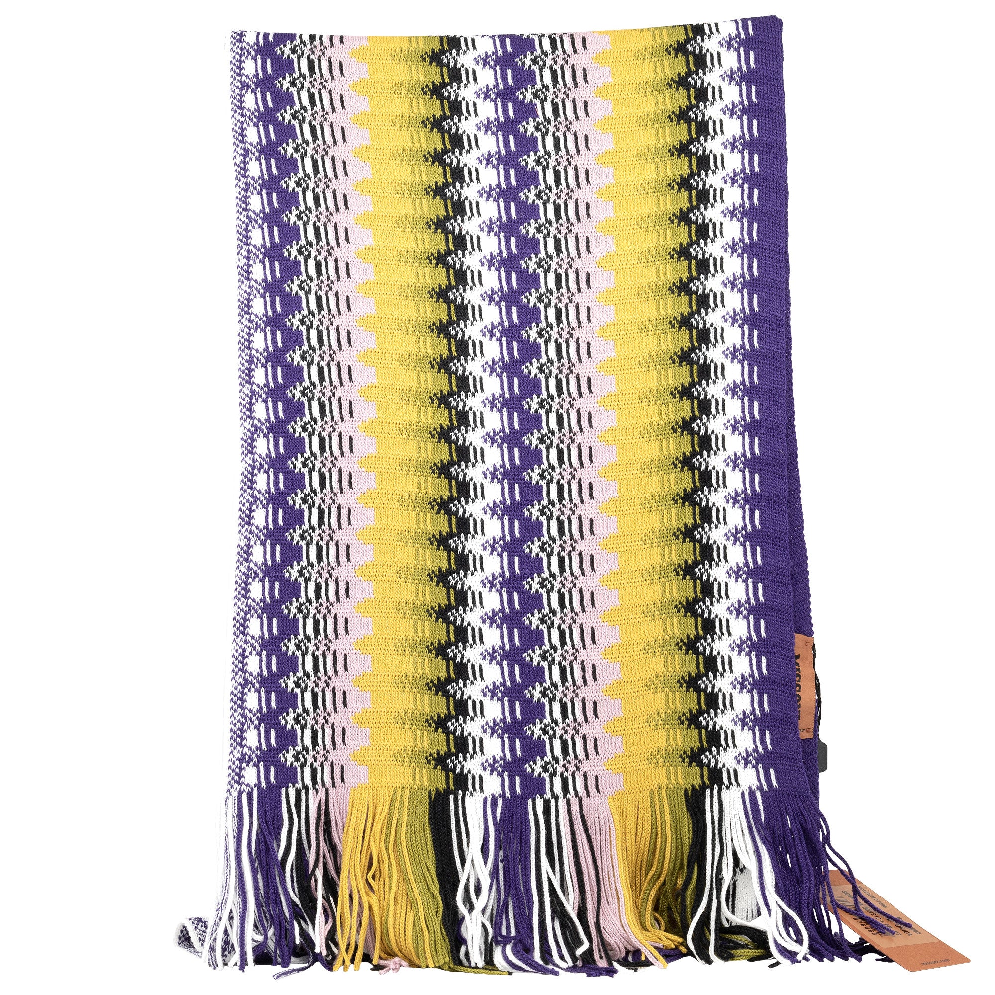 Missoni Scarf With Fringes, a Geometric Pattern, & Bright Colors
