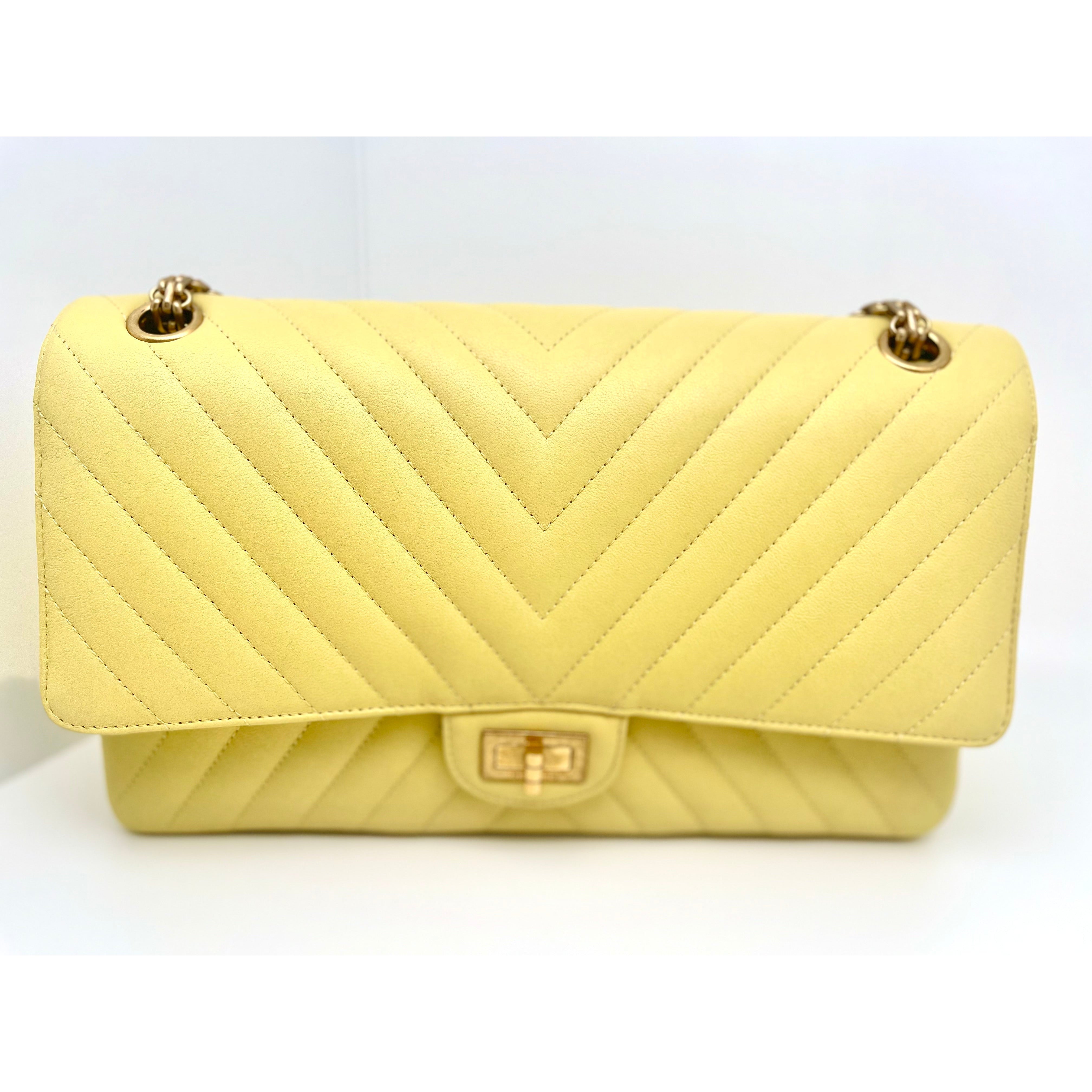 Chanel Yellow and Coral Shoulder 2.55 Re-Issue Bag