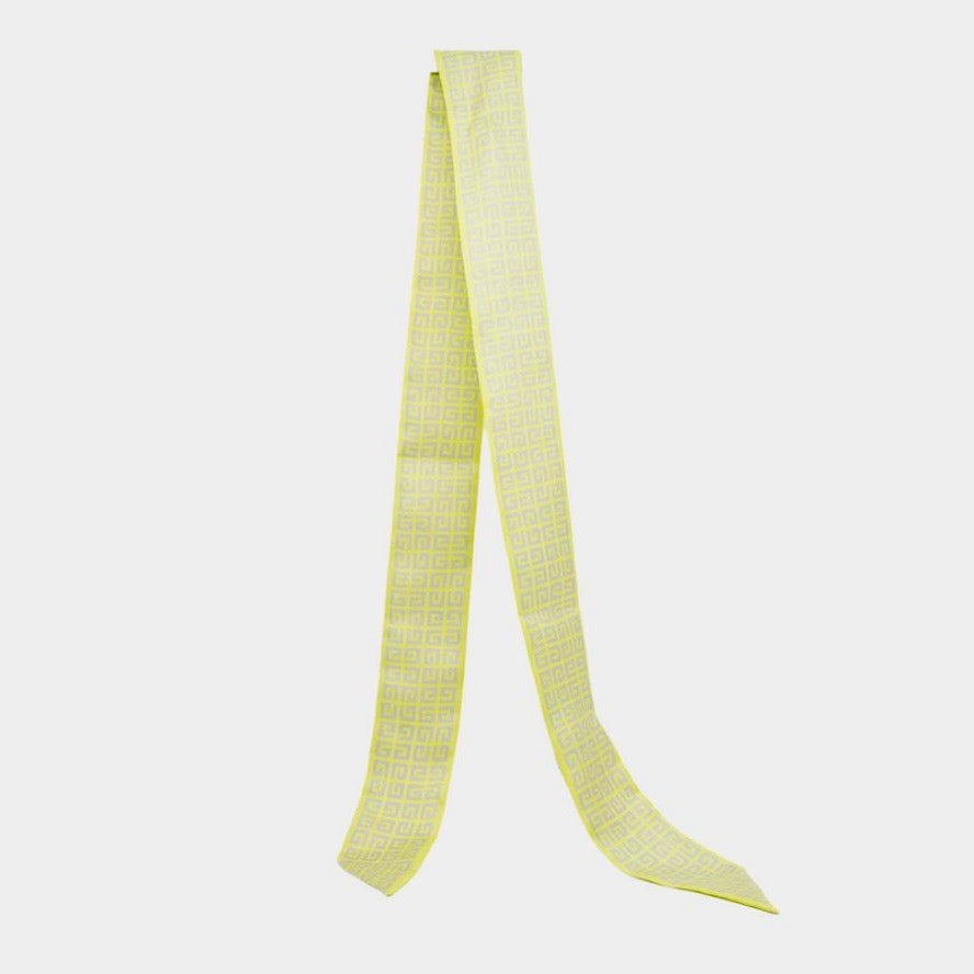 Givenchy Yellow 4G Monogram-Print Silk Scarf
