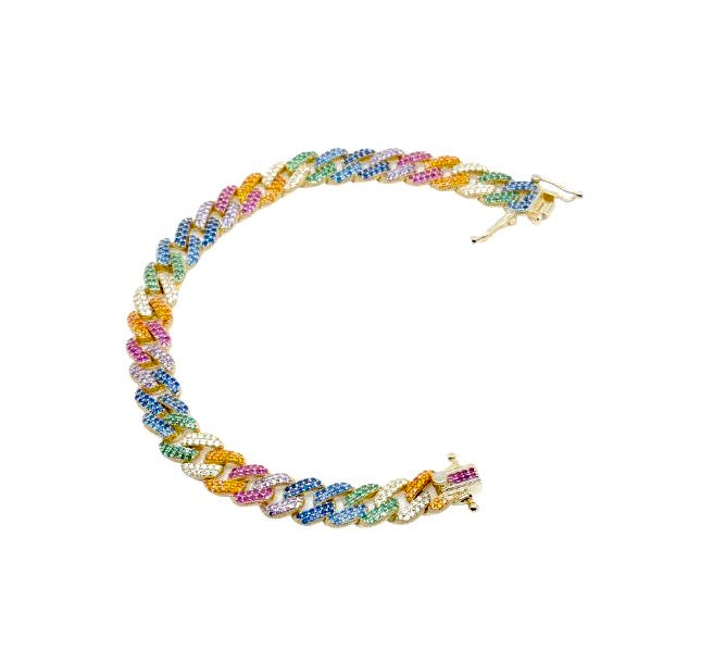 Rainbow Pave Cuban Bracelet