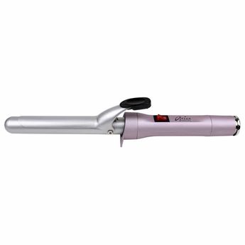 Silver and pink hair curler on a white background