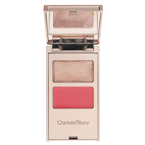 Charlotte Tilbury blush compact with two shades on a white background