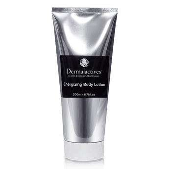 Dermalactives Energizing Body Lotion tube on a white background
