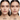 Before-and-after split screen showing a model's face with makeup applied. The left side is labeled 'BEFORE' and shows natural skin tone.