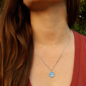 Be Luxurious - Silver & Blue Topaz Bee-Inspired Pendant & Necklace