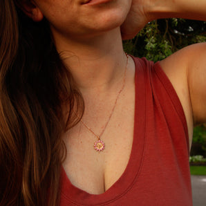 Be Passionate - Rose Gold & Pink Sapphires, Bee-Inspired Pendant & Necklace