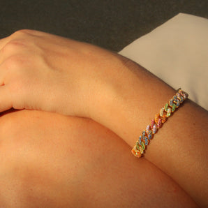 Rainbow Pave Cuban Bracelet