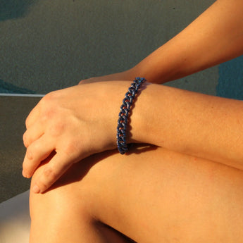 BIP Blue Pave Cuban Bracelet - Be in the Pink