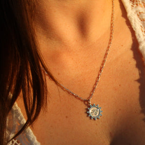 Be Luxurious - Silver & Blue Topaz Bee-Inspired Pendant & Necklace