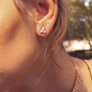 Rose Gold Triple Round Stud Earrings