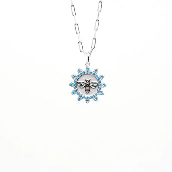 Be Luxurious - Silver & Blue Topaz Bee-Inspired Pendant & Necklace - Be in the Pink