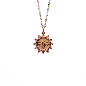 Be Passionate - Rose Gold & Pink Sapphires, Bee-Inspired Pendant & Necklace