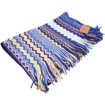 Missoni Cool Toned Multicolor Scarf With a Geometric Zig-Zag Pattern & Fringes - Be in the Pink