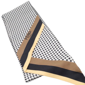 Fendi Checked Logo Print Silk Twill Scarf