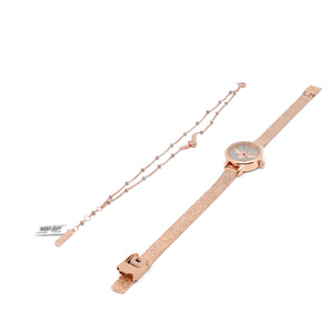 Lucky Bee Gray & Rose Gold Watch with a Double Strand Bracelet - Be in the Pink