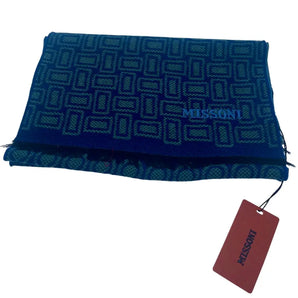 Blue Wool Scarf with Missoni Brand Logo - Be in the Pink