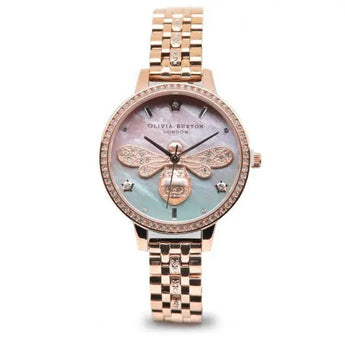 Olivia Burton Sparkle Bee Ombre Rose Gold Bracelet Watch 34mm Be in the Pink
