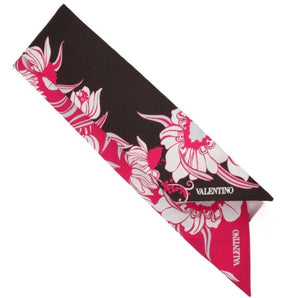 Valentino Bandeau Scarf With Street Flowers Daisyland Print Silk Twill Scarf