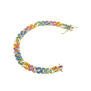 Rainbow Pave Cuban Bracelet